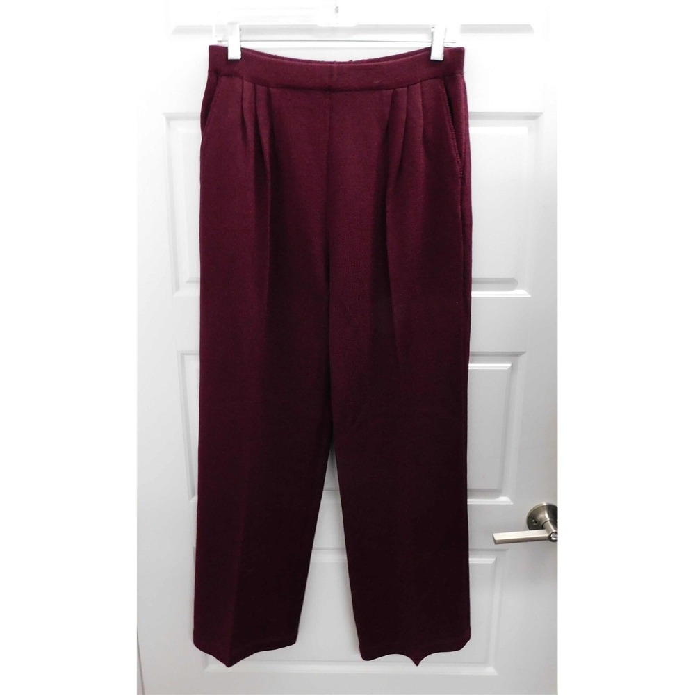 St John Collection Burgundy Santana Pleated‎ Front Pants USA 8